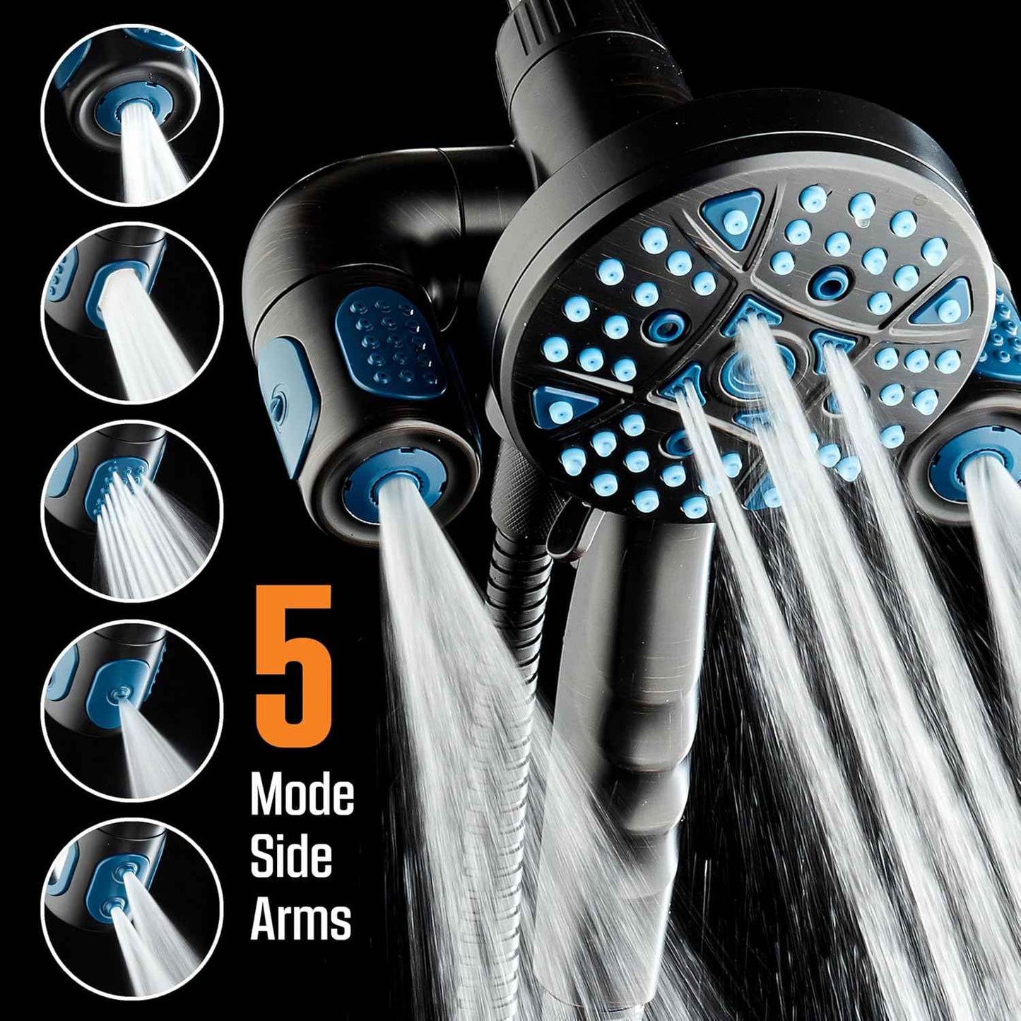 Polaris High Pressure Shower Head & Handheld Combo - 208 Settings, Magnetic Dock, Chrome Finish