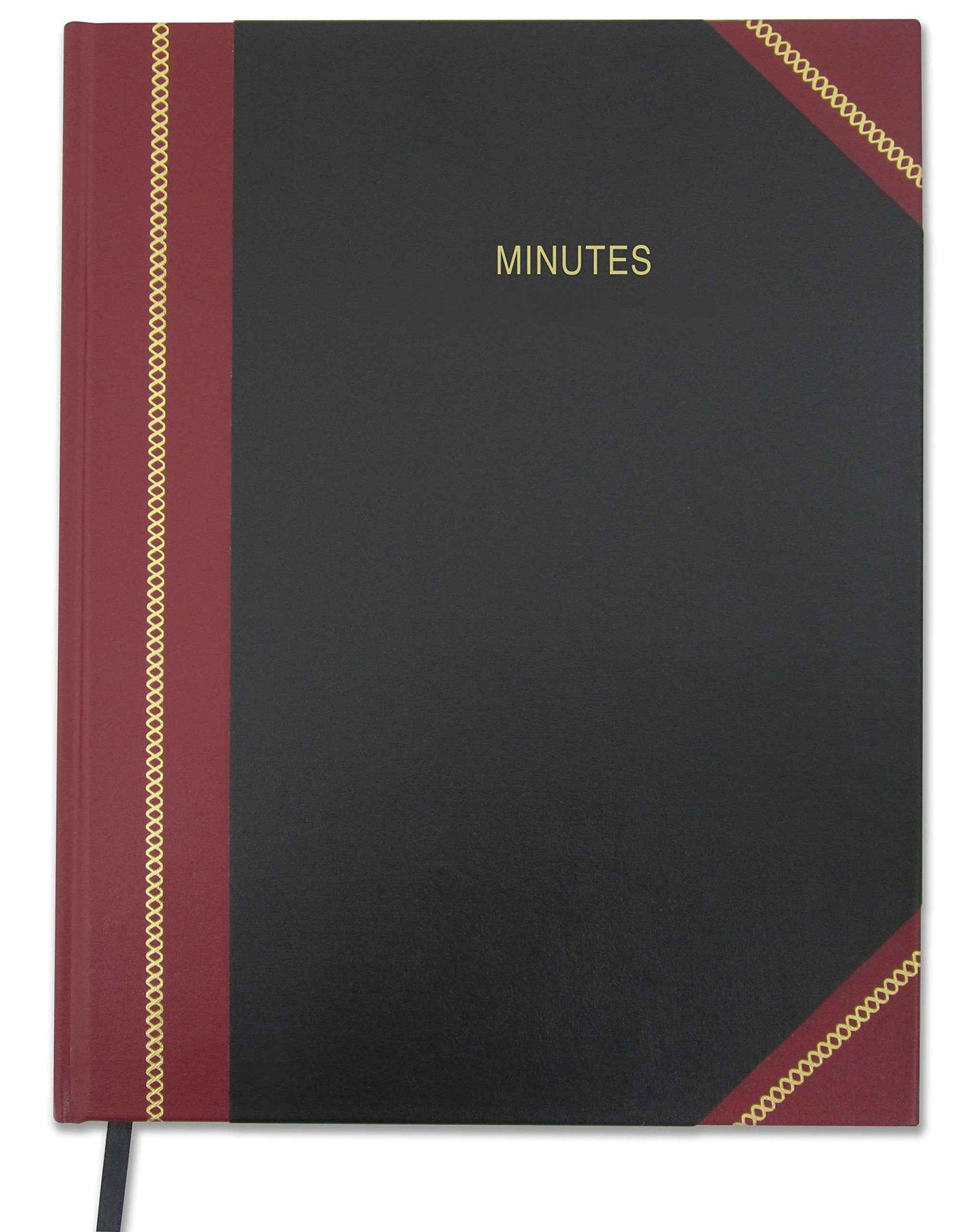 BookFactory Minutes Book/Corporate Minutes Book/Board Meeting Minutes LogBook (168 Pages - 8.5'' X 11”), Black and Burgundy Cover, Black Ribbon, Section Sewn Hardbound (Made in USA)