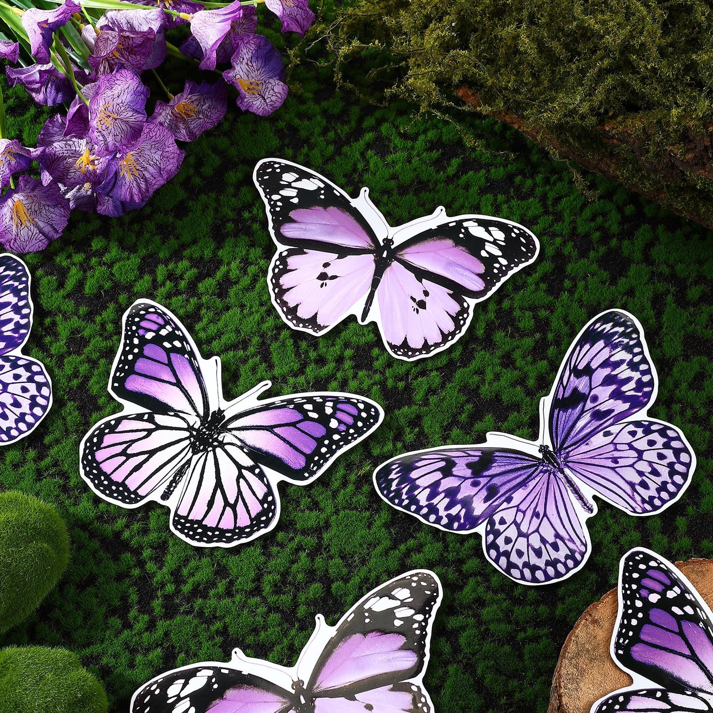 Fiada 6 Pcs Butterfly Screen Door Magnets Flexible Double Sided Door Magnets Decorative Protectors for Sliding Screen Doors Prevent People & Pets from Running into Windows(Purple,Cute Style)