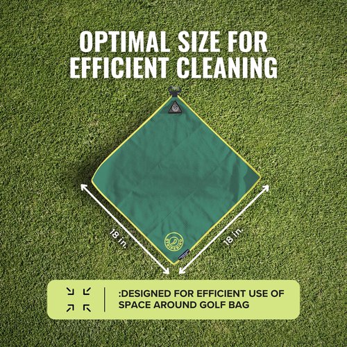Stripebird - Magnetic Golf Towel (Green) - Microfiber Golf Towel with Built-in Ultra-Strong Neodymium Magnetic Towel - 18" x 18" Golf Bag Towel