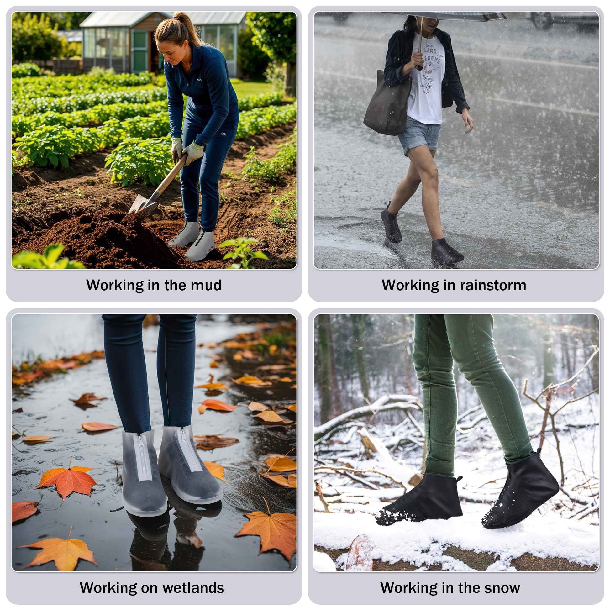 Waterproof Shoe Covers Slip-Resistant Overshoes Newly Upgraded and Latest Model for Men Women, Reusable Rain Boots for Outdoor, Cycling, Hiking, Work (Transparent, L (Women 8-10.5, Men 7-10))