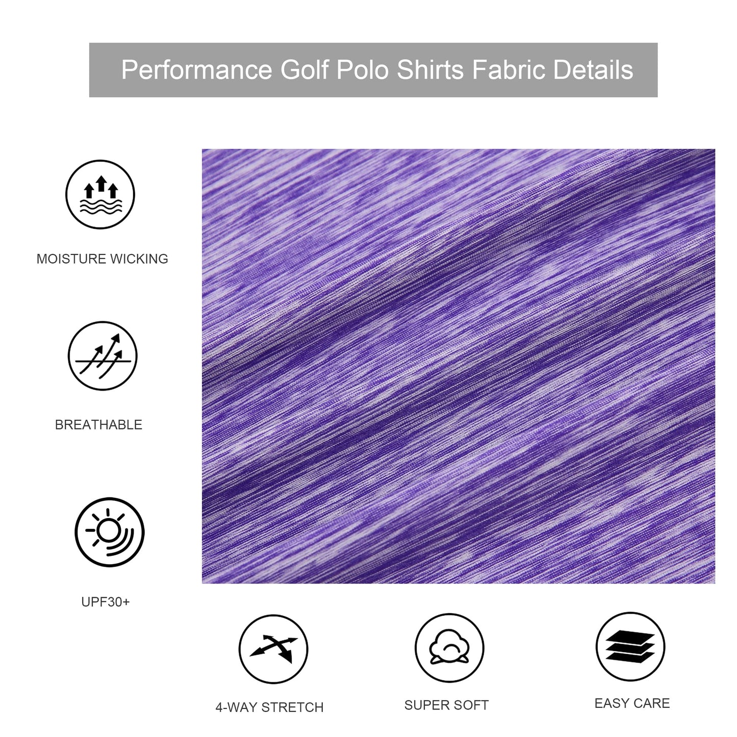 Alex Vando Mens Golf Shirt Moisture Wicking Quick-Dry Short Sleeve Casual Polo Shirts for Men,Purple,XL