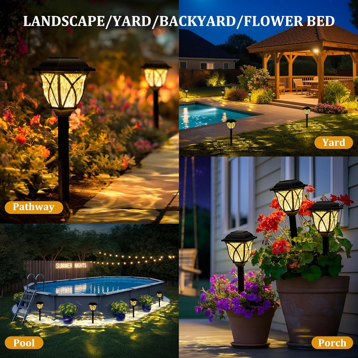 8 Pack GIGALUMI Waterproof LED Solar Garden Lights - Outdoor Patio & Landscape Decor