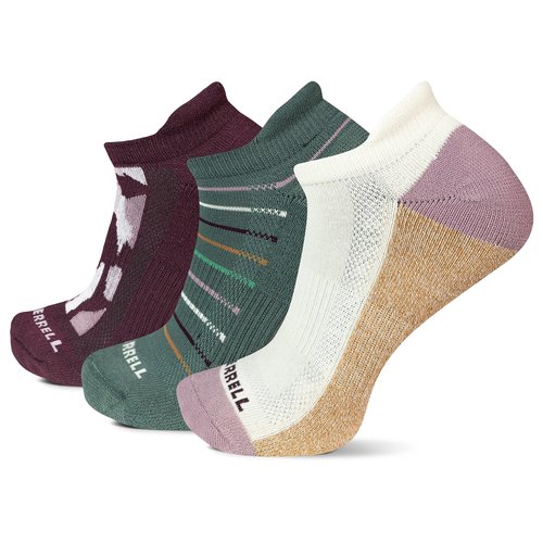 Merrell Unisex Recycled Everyday Low Cut Tab Sock 3 Pair Pack, Purple Assorted, S/M