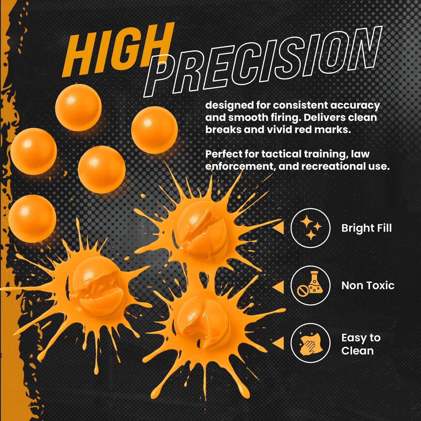 3Skull .43 Caliber Paintballs for Umarex T4E Paintball Pistols .43 Cal Ammo, Orange - 200 Count
