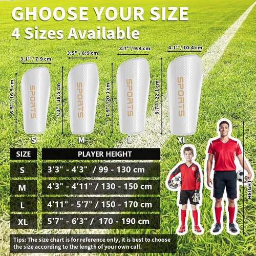 LPONJAR Soccer Shin Guards - Optimized Protective Pads for Kids, Youth & Adults | Perfect for Football Games
