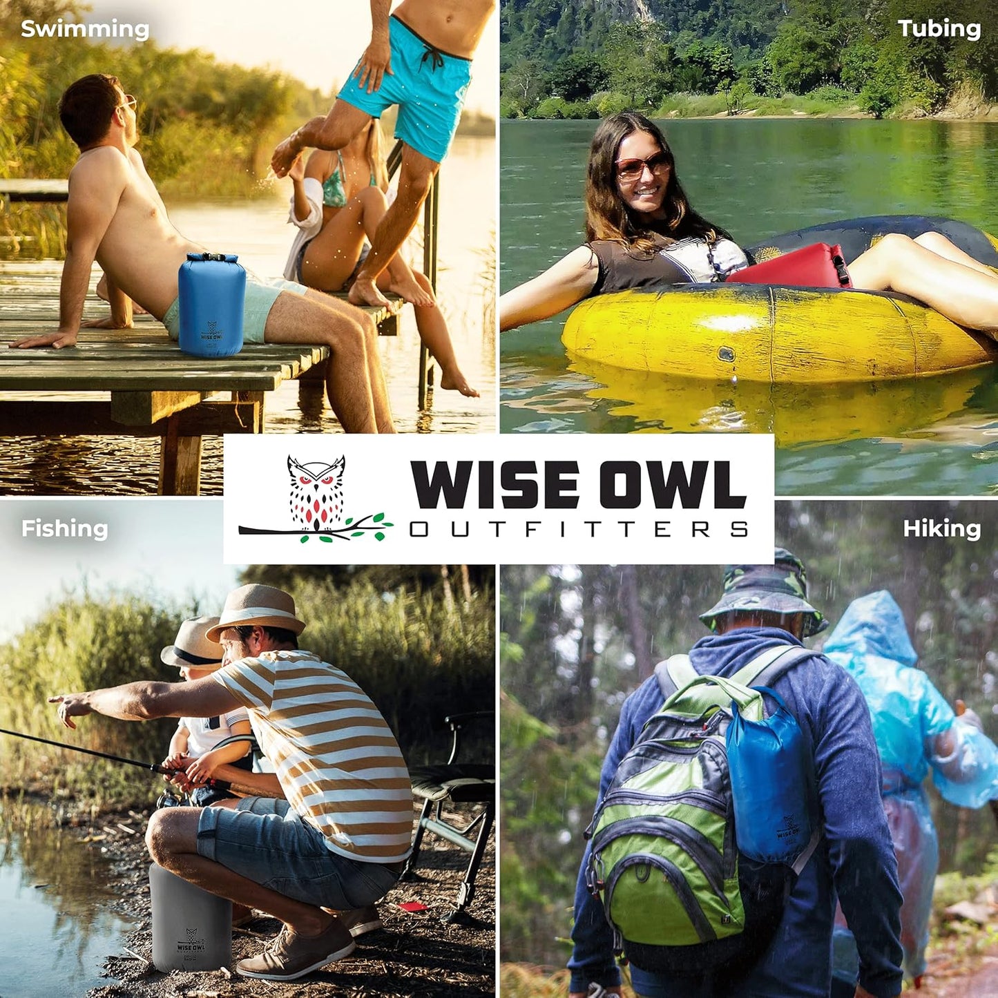 Wise Owl Outfitters Waterproof Dry Bag 3-Pack - Lightweight Airtight 5L/10L/20L for Kayaking, Travel & Hiking