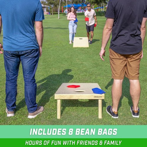 GoSports Solid Wood Cornhole Set - Premium Game Boards with 8 Toss Bags | Choose 4x2 ft or 3x2 ft