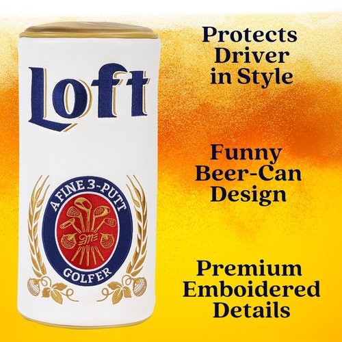 Golf Driver Headcover - Beer Can Shaped Barrel Style Funny Head Cover, Tour Grade PU Leather Golf Club Cover (Mulligan Loft)