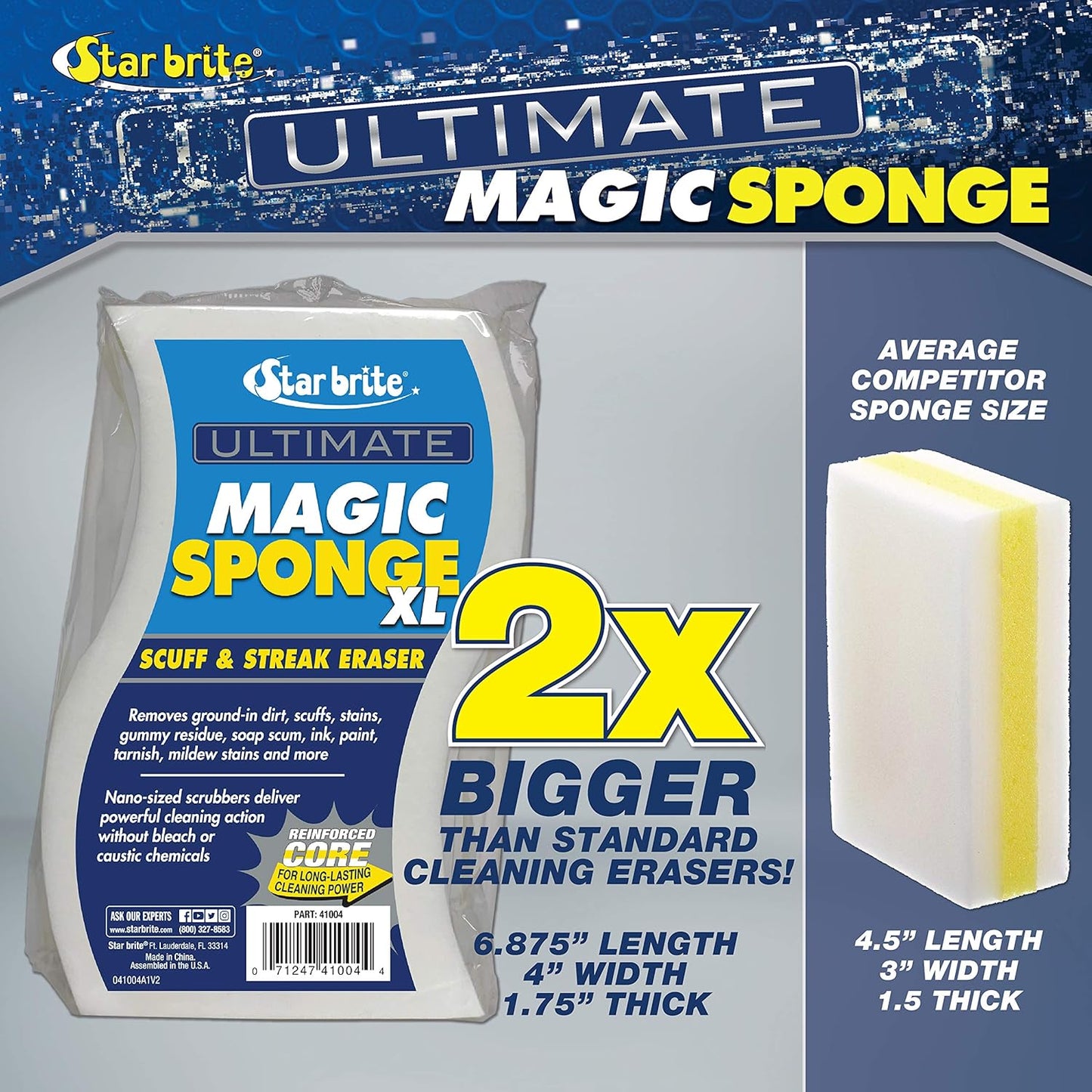 Star Brite XL Magic Sponge - Extra Large, Long Lasting Melamine Scuff Eraser - 8 Pack for Multi-Purpose Cleaning