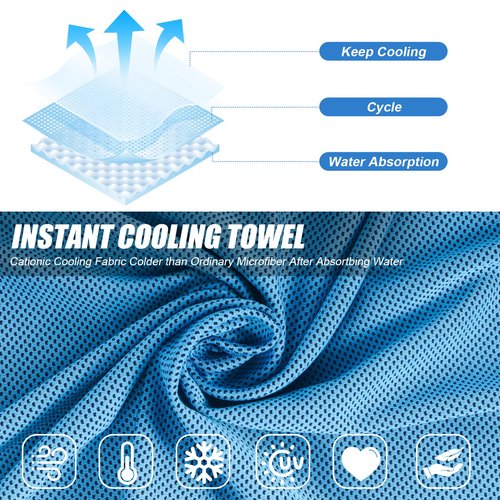 KISS QUEEN 8 Pack Cooling Towel for Sports, Face and Neck, Workout and Gym, Sweat Absorbent (8 Pack)