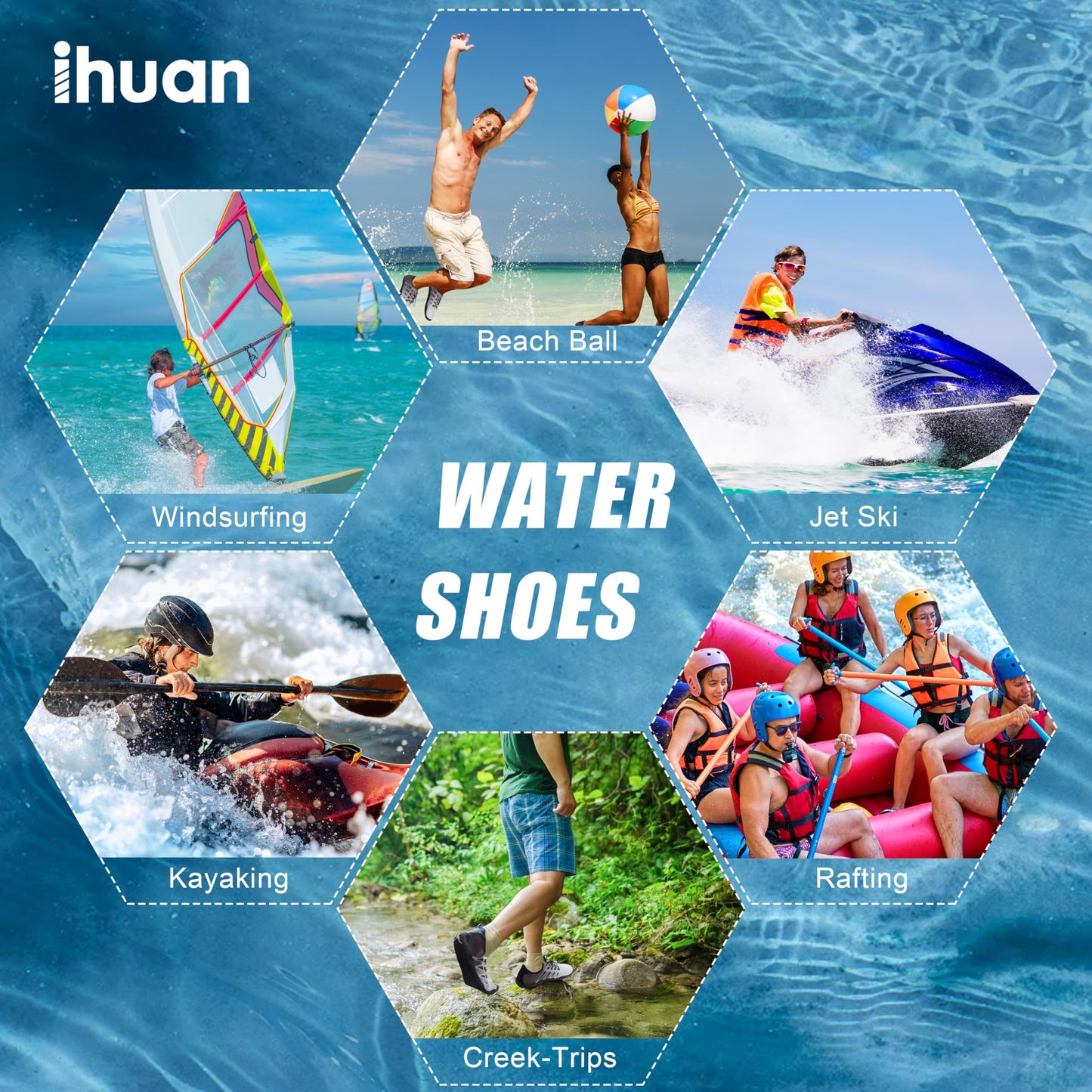Water Shoes for Men Women, Quick-Dry Barefoot Aquashoes for Beach Swim, Water Sports Like Surf Kayak Yoga, Water Park
