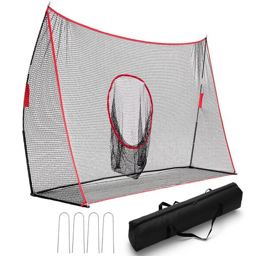 KMFurnila Golf Net, 10 x 7Ft Golf Practice Net for Backyard with Carry Bag, Sturdy Training Aid for Golfers to Practice Driving, Hitting, Indoor & Outdoor Dual-Use