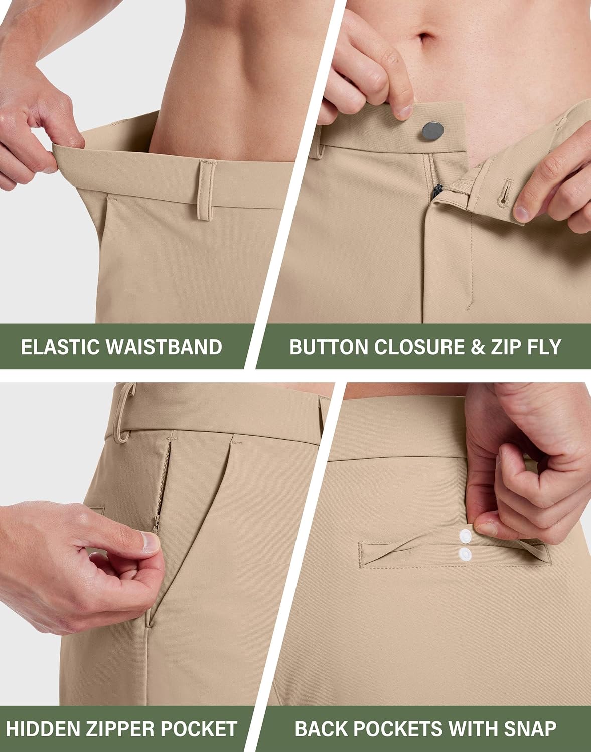 SERAMY Men's Golf Dress Shorts - 7-Inch Inseam, Quick-Dry, Lightweight, 5 Pockets, Flat Front