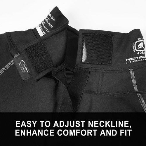 EALER HSC900 Hockey Compression Shirt with Neck Guard, Neck Protect Long Sleeve Shirt, Cut-Resistant Neck & Wrist Protection, Hockey Jock for Men & Boys - Adult Medium