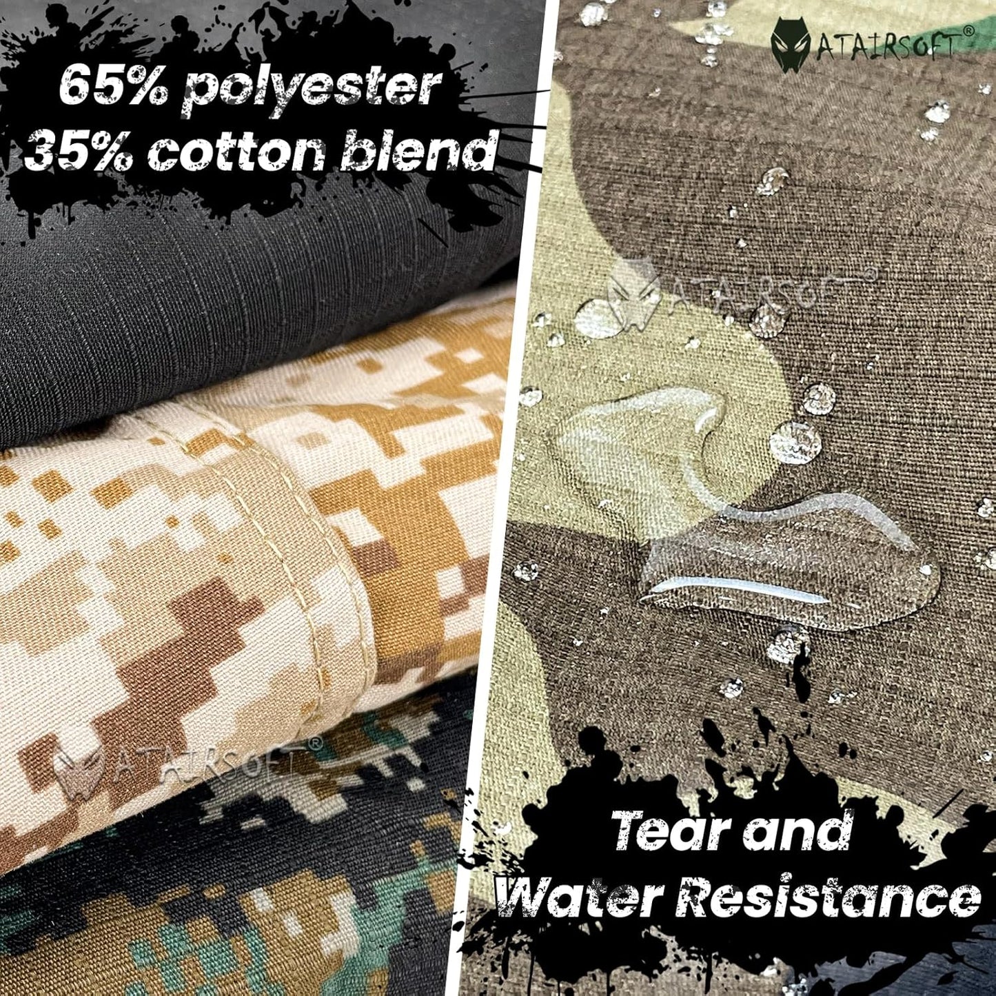 Skiennix Tactical Military Camo BDU Uniform Set - Combat Shirt & Pants for Outdoor Hunting