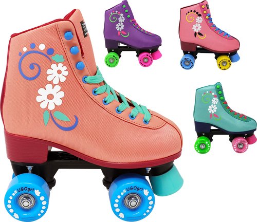 Lenexa uGOgrl Roller Skates for Ladies - Quad Roller Skate - Indoor, Outdoor, Ladies Skate - Great Skates for Beginners - Coral (Men 7 / Women 9)