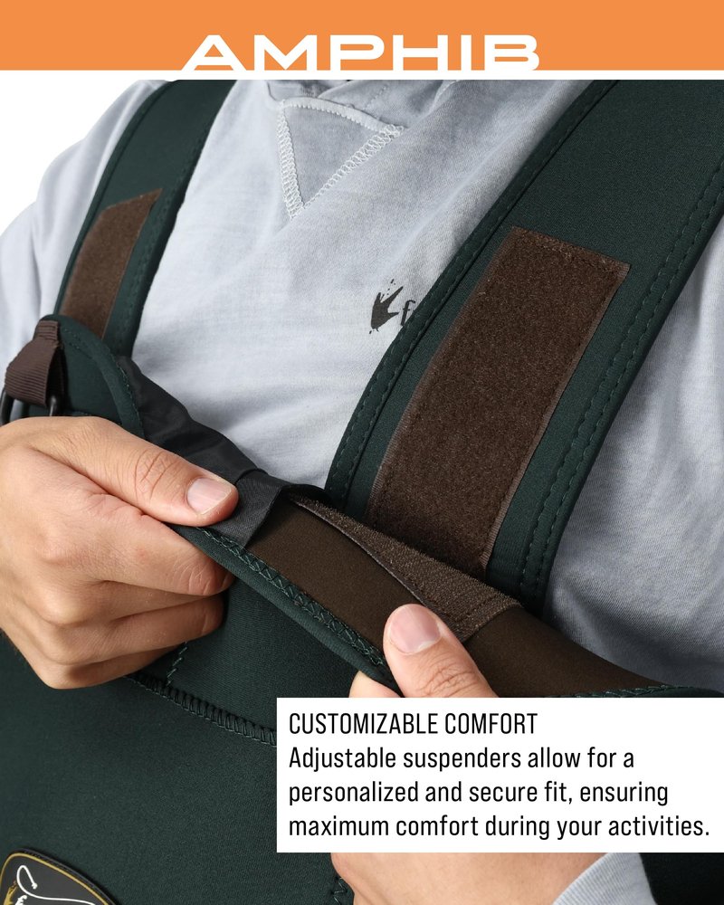 FROGG TOGGS Men's Amphib Stockingfoot Neoprene Waterproof Fishing Chest Wader for Fishing, Forest Green, Large