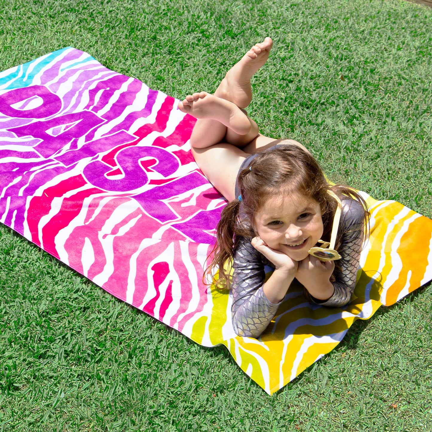 Let's Make Memories Personalized Beach Towel - Vacation Gear - for Beach, Pool, Camp, Vacation - Customize with Name - Standard Size - Flowers