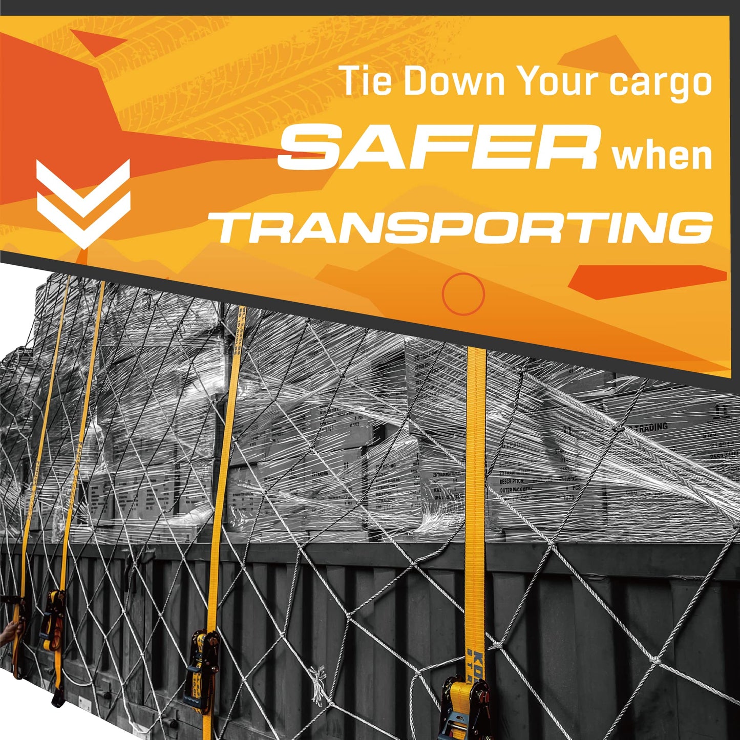 4 Pack Heavy Duty 2" x 27' Ratchet Tie Down Straps with Wired J Hooks - 10,000 LBS Break Strength for Truck & Trailer Cargo Control KODIAK STRAPS