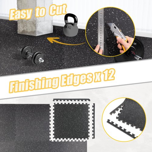 CyclingDeal Quality Puzzle Exercise Tiles Mat - 6pk 24" x 24" Interlocking Rubber 20mm Thick EVA Foam Protective Flooring Mat for Home Gym Workout Equipment Garage Playground