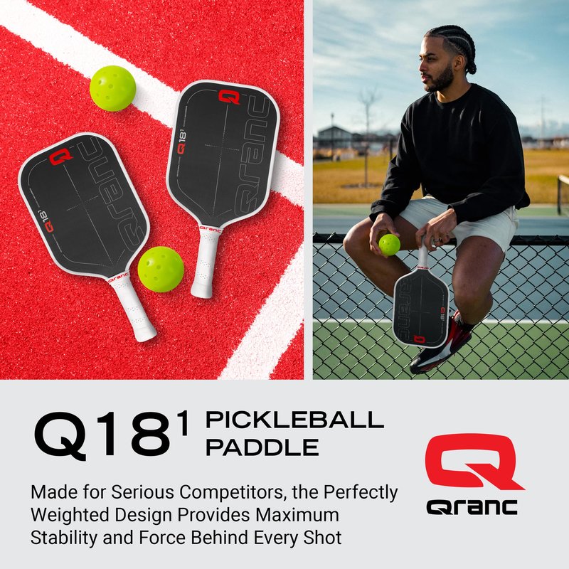 QRANC Q18-1 Pro T700 Pickleball Paddle, Carbon Fiber Pickleball Paddle and Glass Fiber, with PP Honeycomb Core, Pickle Ball Paddles, USAPA Approved, 18mm Size