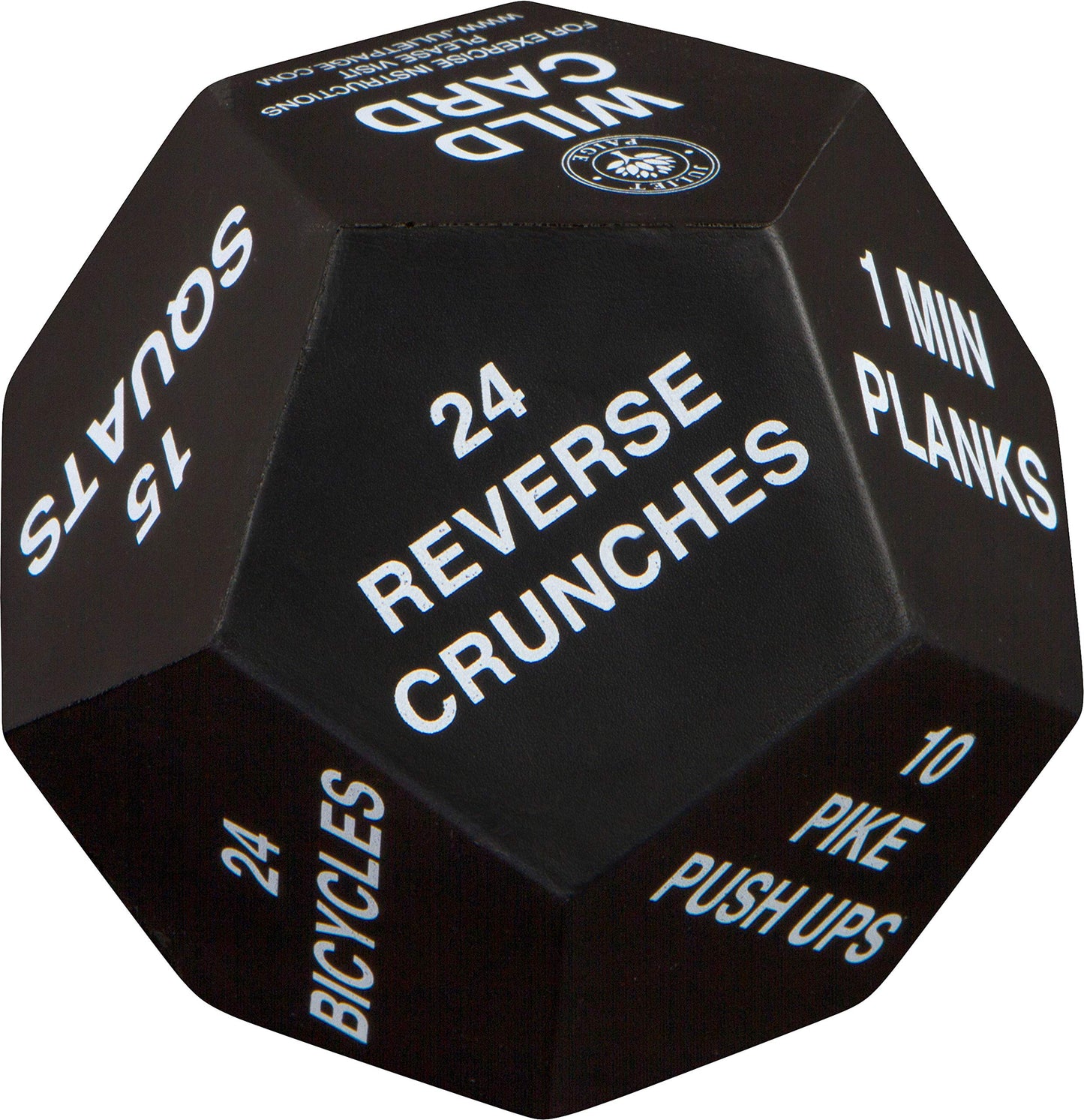 Juliet Paige Exercise Dice for Fitness, Gym Workouts, WOD, Home Bodyweight HIIT, and Adult Sports Training - 4 Inches in Diameter - 12 Sided (White (Intermediate))