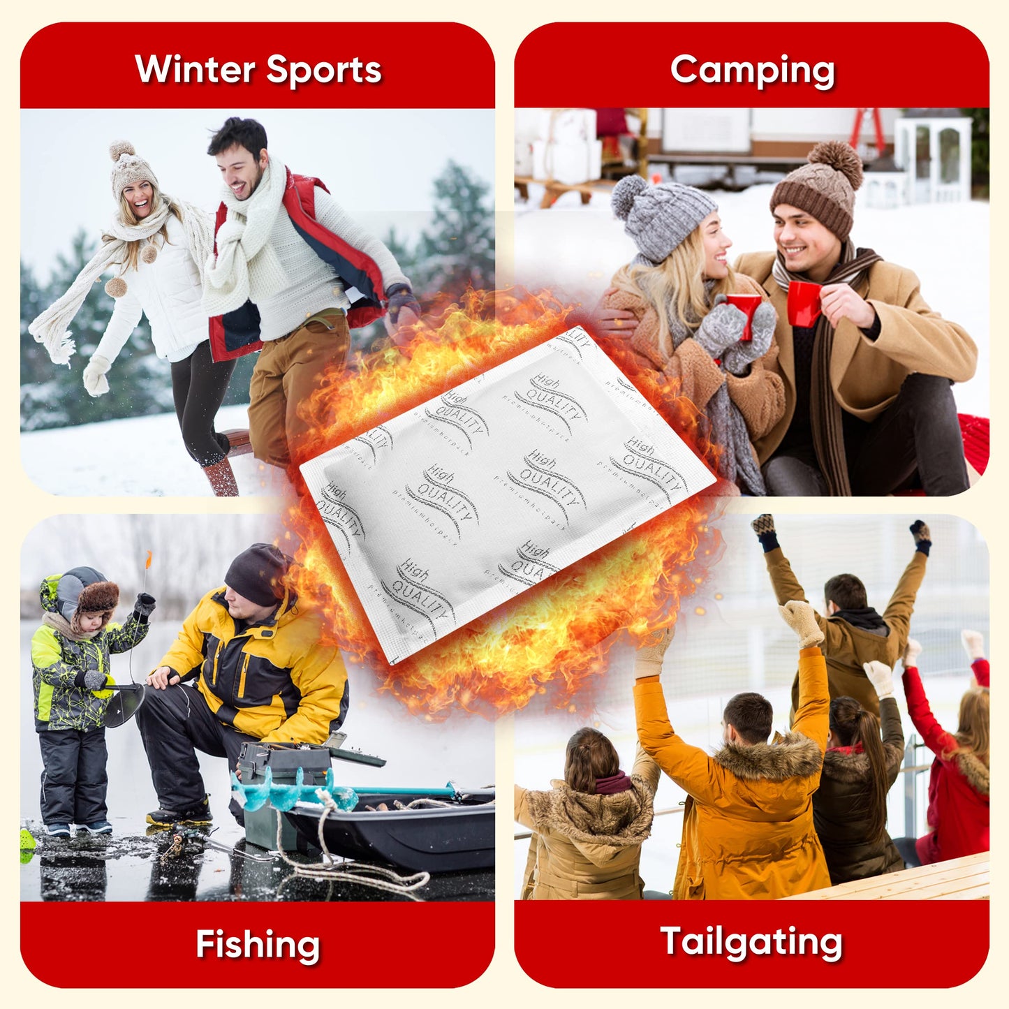 Hand Warmers Disposable - X-Large Economic Bulk Pack of 40 - Air Activated, Lasts 16 Hours for Use in Camping, Hiking, Fishing, Hunting, Tailgating, and All Cold Weather Condition
