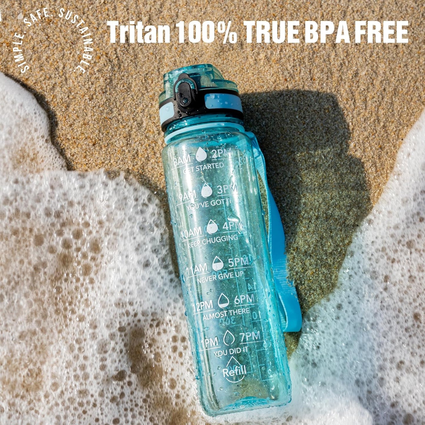 OLDLEY 32oz Motivational Sports Water Bottle - BPA Free, Leakproof Design with Time Marker | Perfect Gift for Men and Women