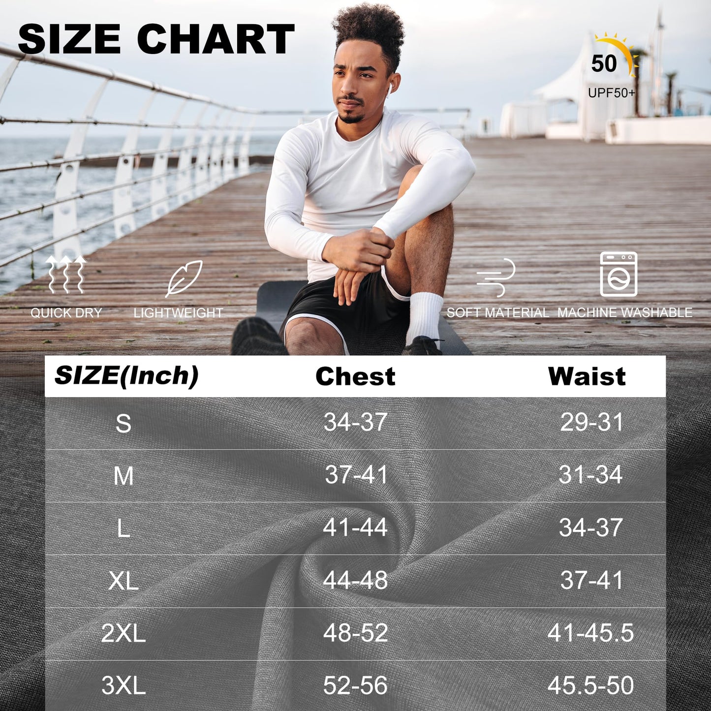 MLYENX 5 Pack Long Sleeve Shirts for Men UPF 50+ UV Sun Protection Quick Dry Moisture Wicking Workout Tee Shirts L
