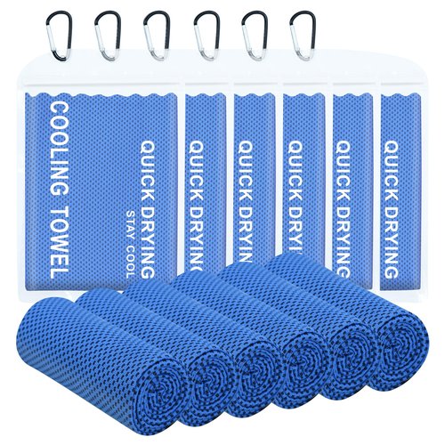 6 Pack Golf Towels,(40"x12") Gym Cooling Towels for Neck and Face,Chill Pal Summer Cloth for Extreme Heat for Hot Weather, Workout Golf Towel for Men Women (6 Dark Blue)