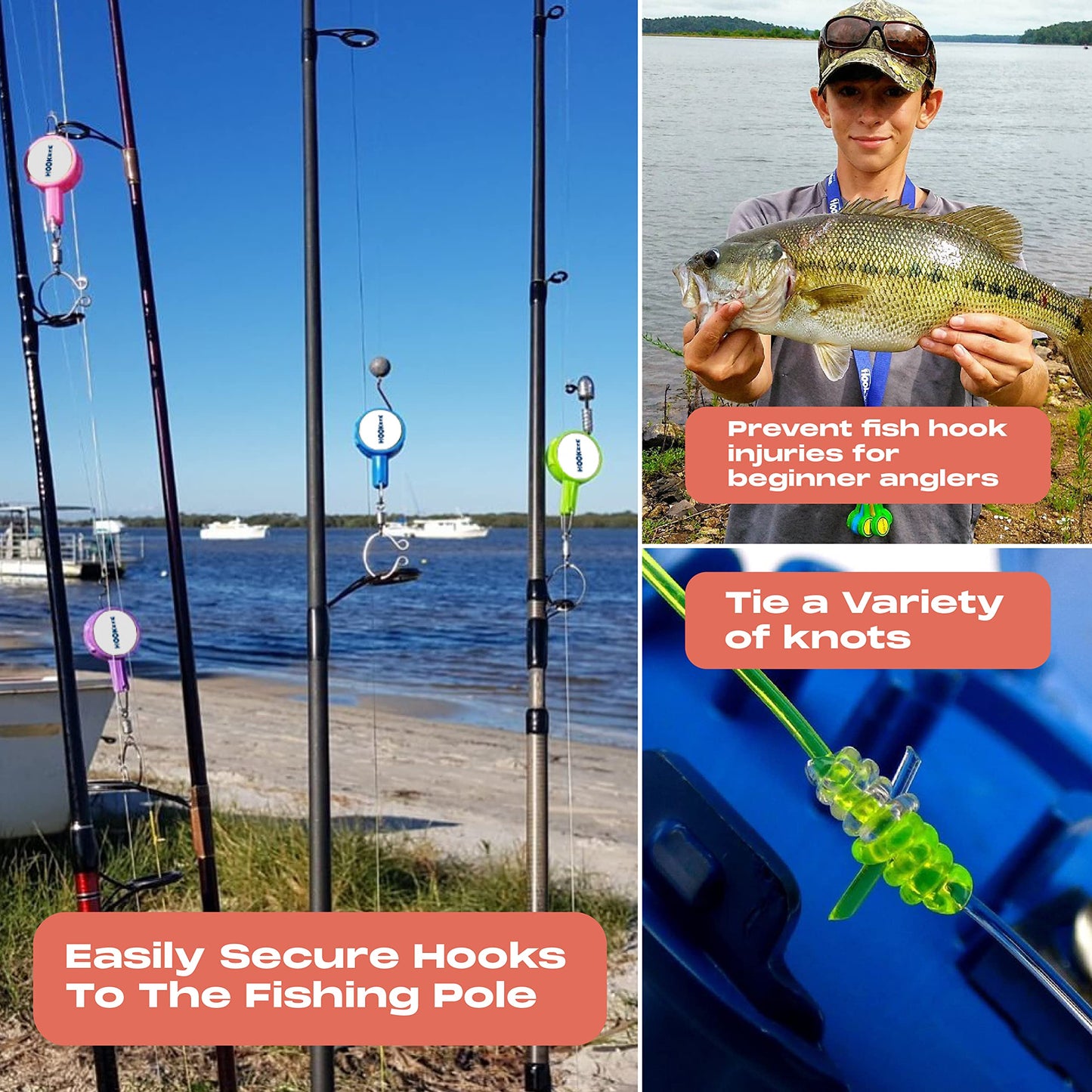 HOOK-EZE New All in One Nail Knot Tying Tool | Pack of 2 | Protect from Fish Hooks | Tie Fishing Knots Easily | Cool Gadgets | Ice & Fly Fishing Gifts & Accessories for Beginner Anglers - Green