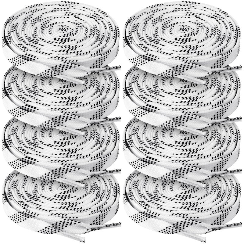 Yingzhao 4 Pairs Waxed Hockey Skate Laces Hockey Laces Wide Ice Skate Lace Strap Ice Hockey Skate Accessories for Ice Hockey, Roller Skates, Adults, Youth(96 Inch Long,White)