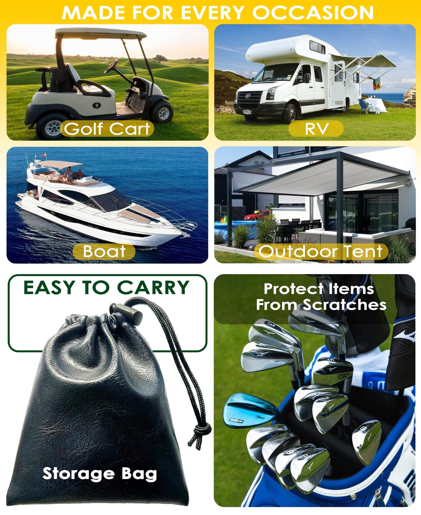 Femlotank Item Holder for Golf Cart 3-in-1, Sturdy Golf Cart Item Holder Magnetic Ultra Strong with Loop Strap, Universal Clip with Premium Storage Bag Gift for Golfers (Black)
