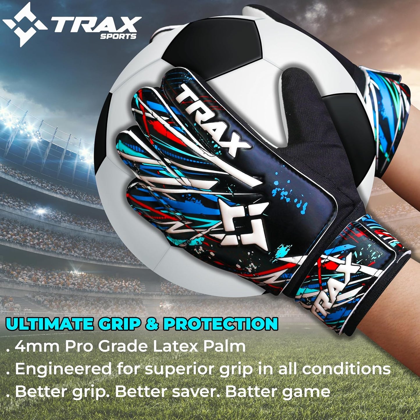 Skiennix Soccer Goalie Gloves - Youth & Adult Football Keeper Gloves with 4mm Latex Grip & Wrist Protection