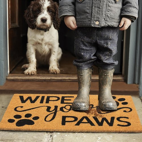 Croft&Cane Welcome Doormat - Non-Slip Coco Coir Dirt Trapping Mat - Low Profile for Indoor/Outdoor Use | 17 x 30 Inches