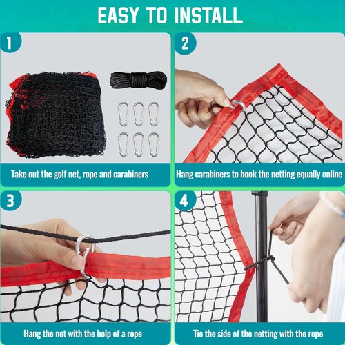 10FT Golf Practice Net - High Impact Outdoor Golf Hitting Net with Nylon Rope & Carabiners, Durable Sports Netting for Baseball, Soccer, Hockey, Lacrosse, Backyard Home Multi-Sport Driving Training