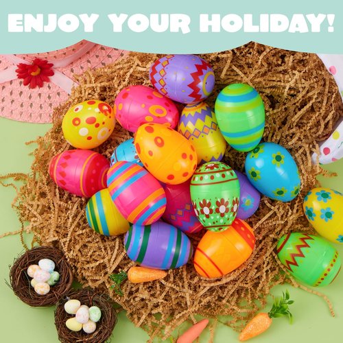 JOYIN Colorful Fillable Plastic Eggs - 3.15 Inch Bulk Set for Easter Hunts | 30 Pcs Party Favors