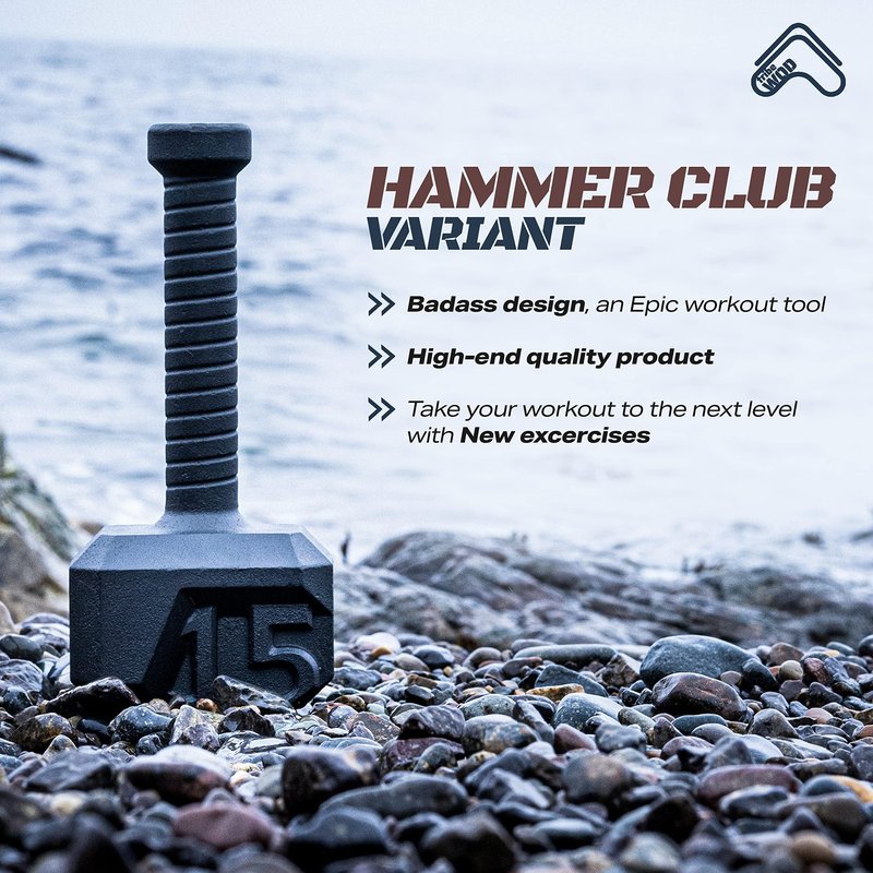 Tribe WOD Workout Hammer Kettlebell 15-70lb Adjustable - Cast Iron Strength Training Kettlebells for Muscle Building, Cardio Fitness, Hammer Strength Gym Equipment for Men and Women - Powder-Coated