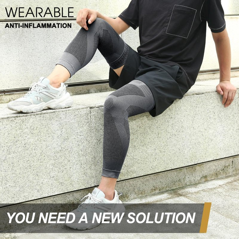 NEENCA Compression Leg Sleeve - Long Knee Sleeve, Ultra-thin Leg Sleeve with Graphene Ions Infused Fabric for Knee Pain Relief, Swelling, Arthritis, Poor Circulation, Runner, Sports