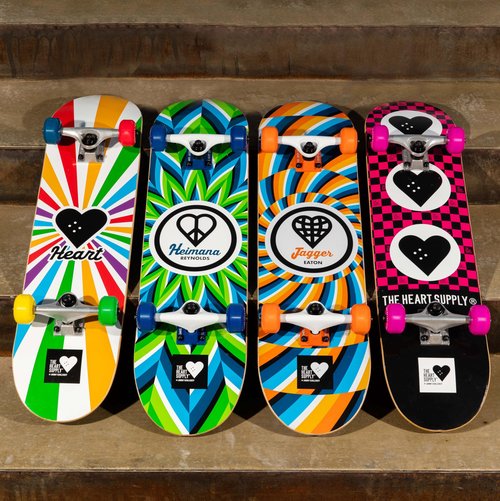 The Heart Supply Pro Complete Skateboard 31.5" x 8.25" Heimana Reynolds 7-Ply Maple Blend Construction Full concave, 53mm Wheels, Max Weight 220lbs