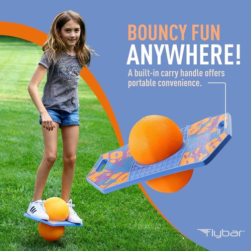 Flybar Pogo Trick Ball for Kids - Anti-Slip Balance Bounce Board with Pump - Indoor & Outdoor Fun for Ages 6+