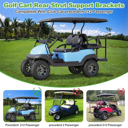 10L0L Heavy Duty Golf Cart Rear Strut Support Brackets for Club Car Precedent Long Roof (Fits 88 Inch Long Top Models Only), Durable Rear Strut Brace & Long-Lasting Performance