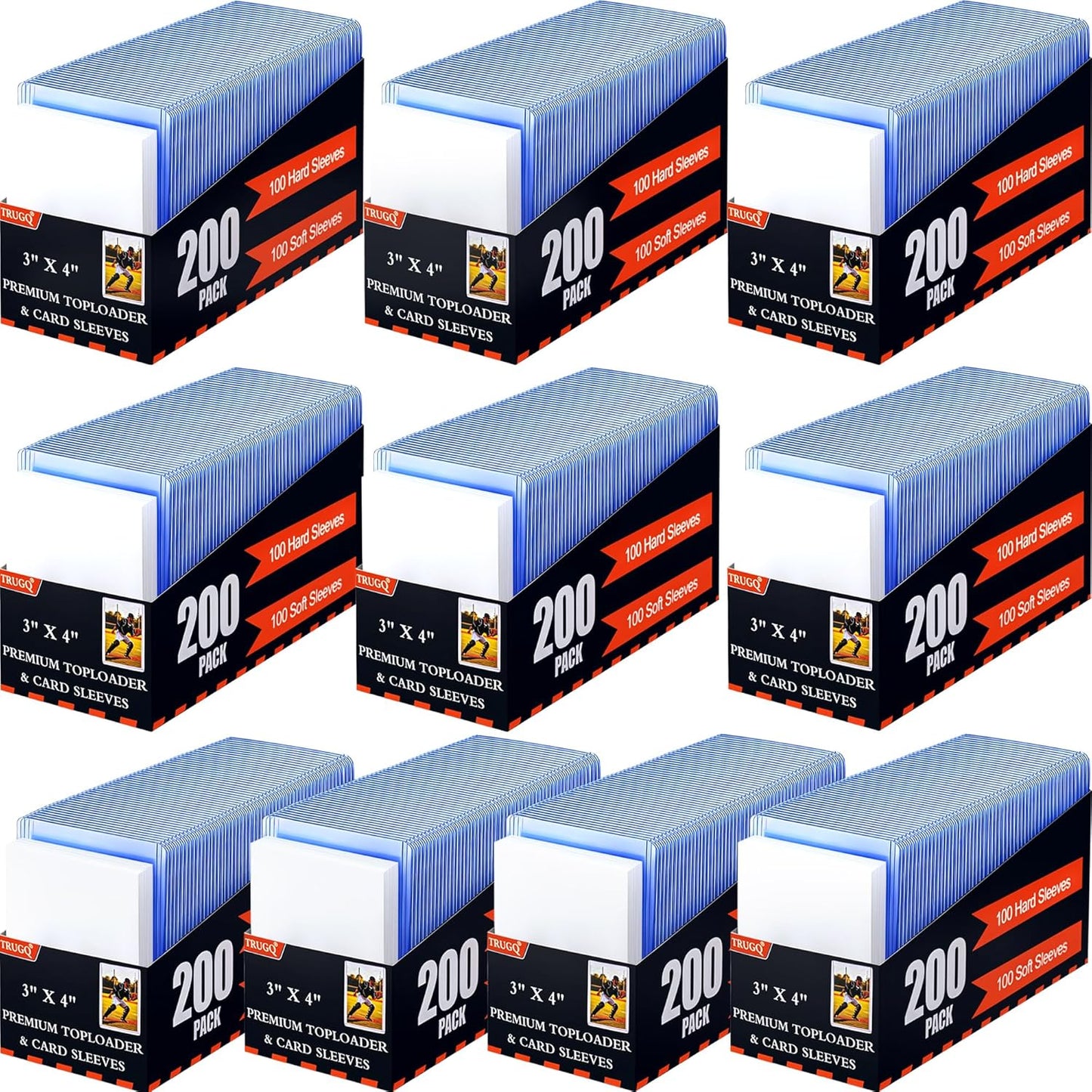 Skiennix 2000 Card Sleeves - Premium Hard Plastic Protectors for Baseball & Football Cards | 3" x 4" Size