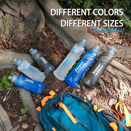 joypur Collapsible Squeeze Water Filter Bottle - 650ml with Filter with NSF/FDA Certification Befree or Peak Series replacement for Hiking,Running,Camping,Travel,Cycling,and Fishing,BPA-Free(Gray)