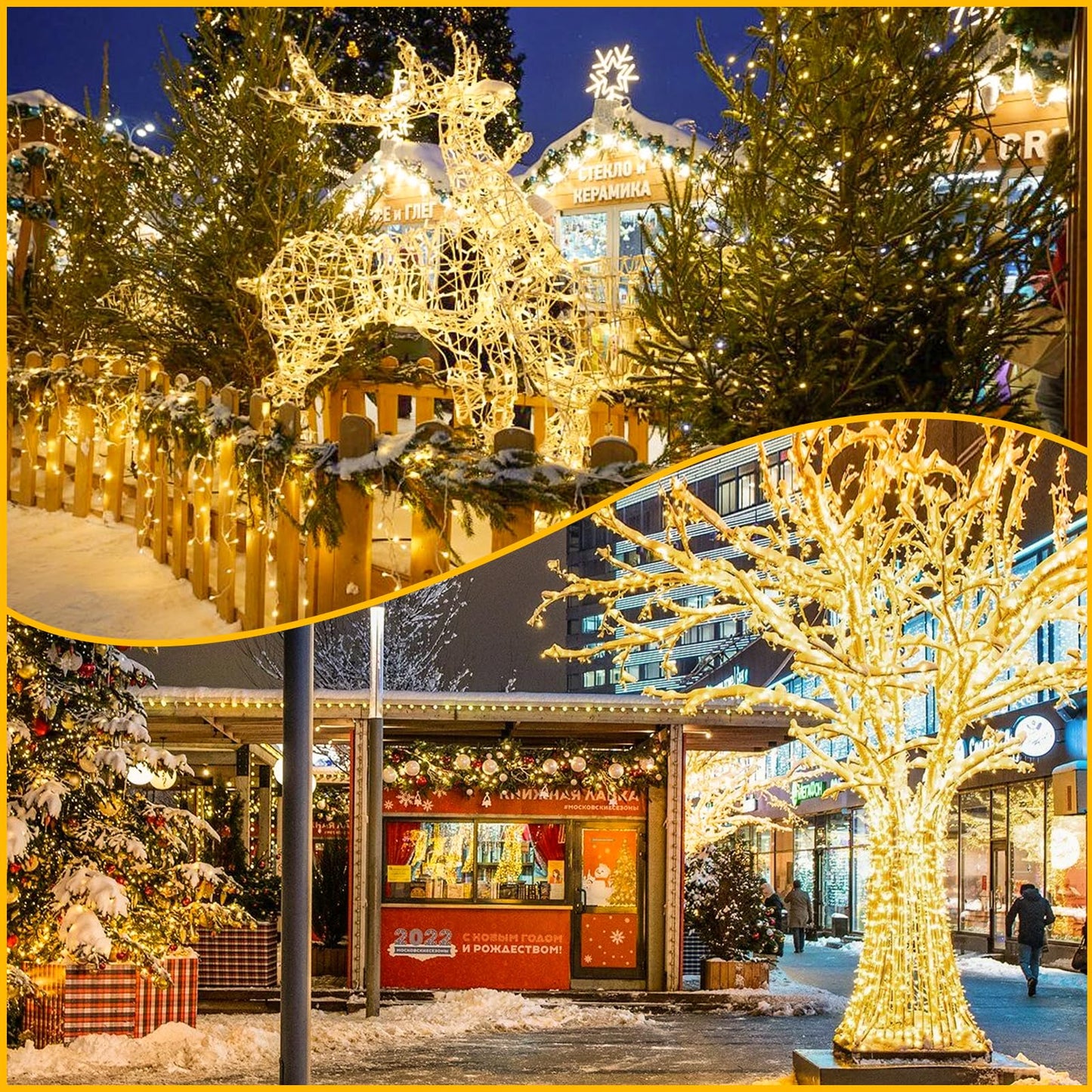 Connectable 240LED 88Ft 13Modes Christmas String Lights Indoor Outdoor Clear Wire | Warm White Christmas Lights | Twinkle Fairy Light Plug in with Timer for Tree Christmas Decorations