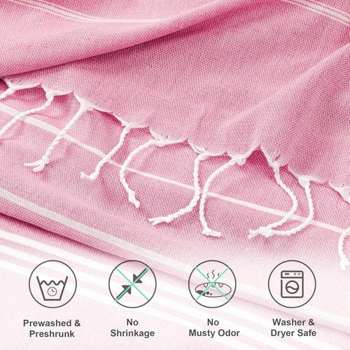 Aegero Turkish Beach Towel - Quick Dry, Sand-Free Oversized 36"x71" Pool & Travel Essential | Pink