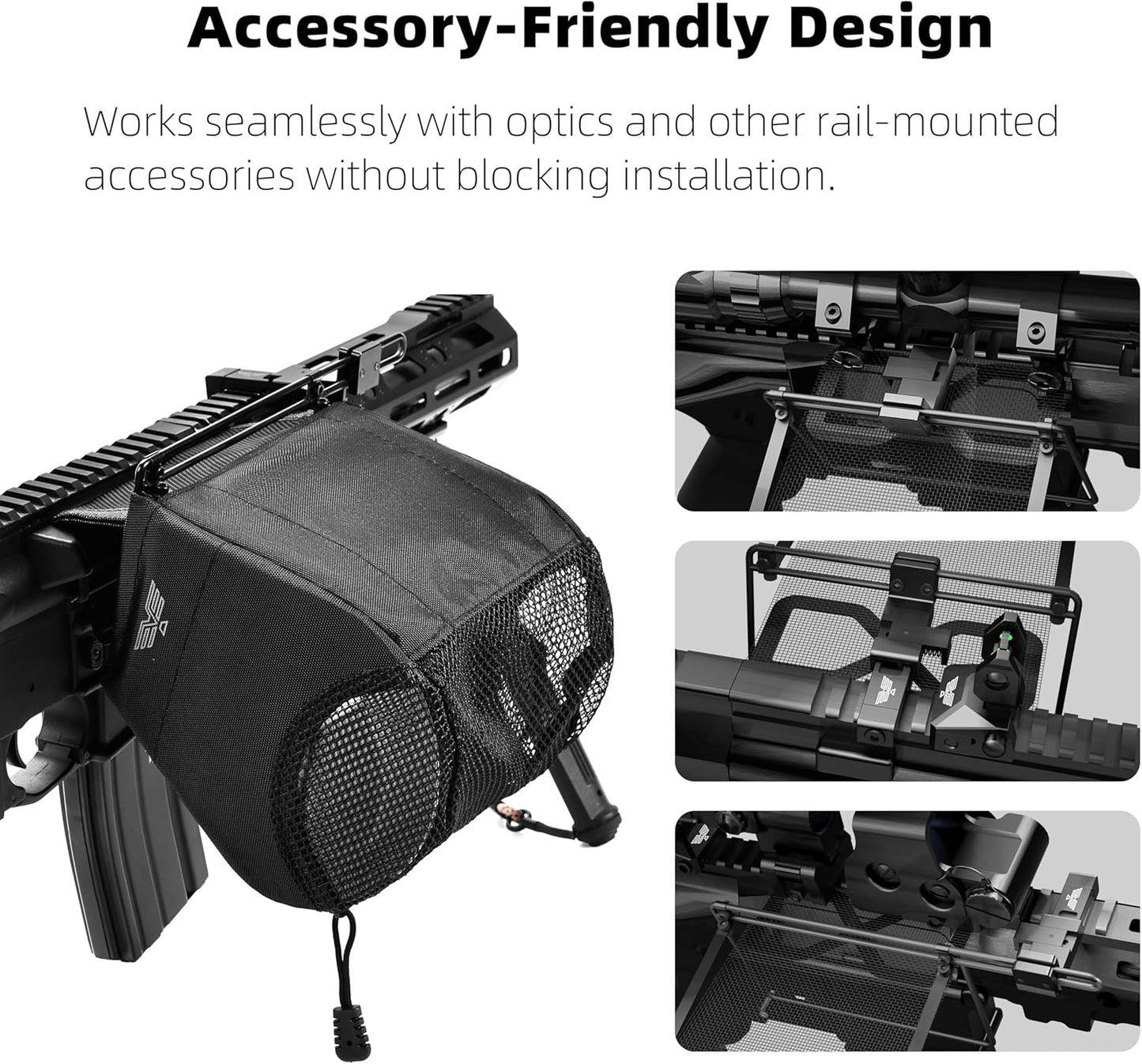Visiofire Brass Catcher - Spring-Loaded Picatinny Rail Design | Heat-Resistant 304SS Mesh | Quick-Release Zippered Bottom