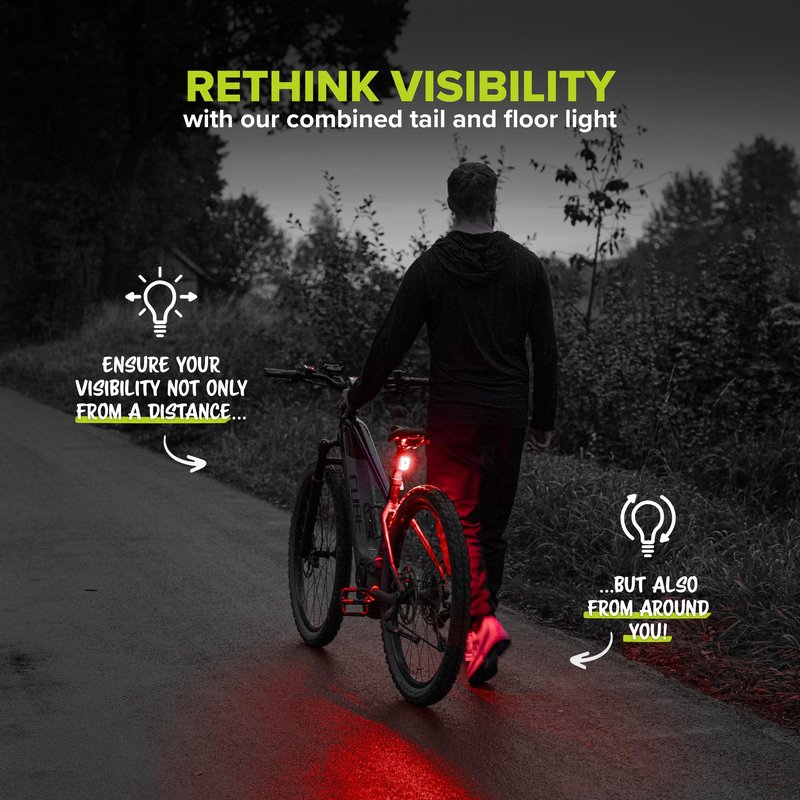 VELMIA 360° Ground Illumination Bike Rear Light | Rechargeable Battery | Enhance Visibility and Safety | Perfect for Night Riding | Easy to Install I Bike Tail Light, Rear Bike Light, Bicycle