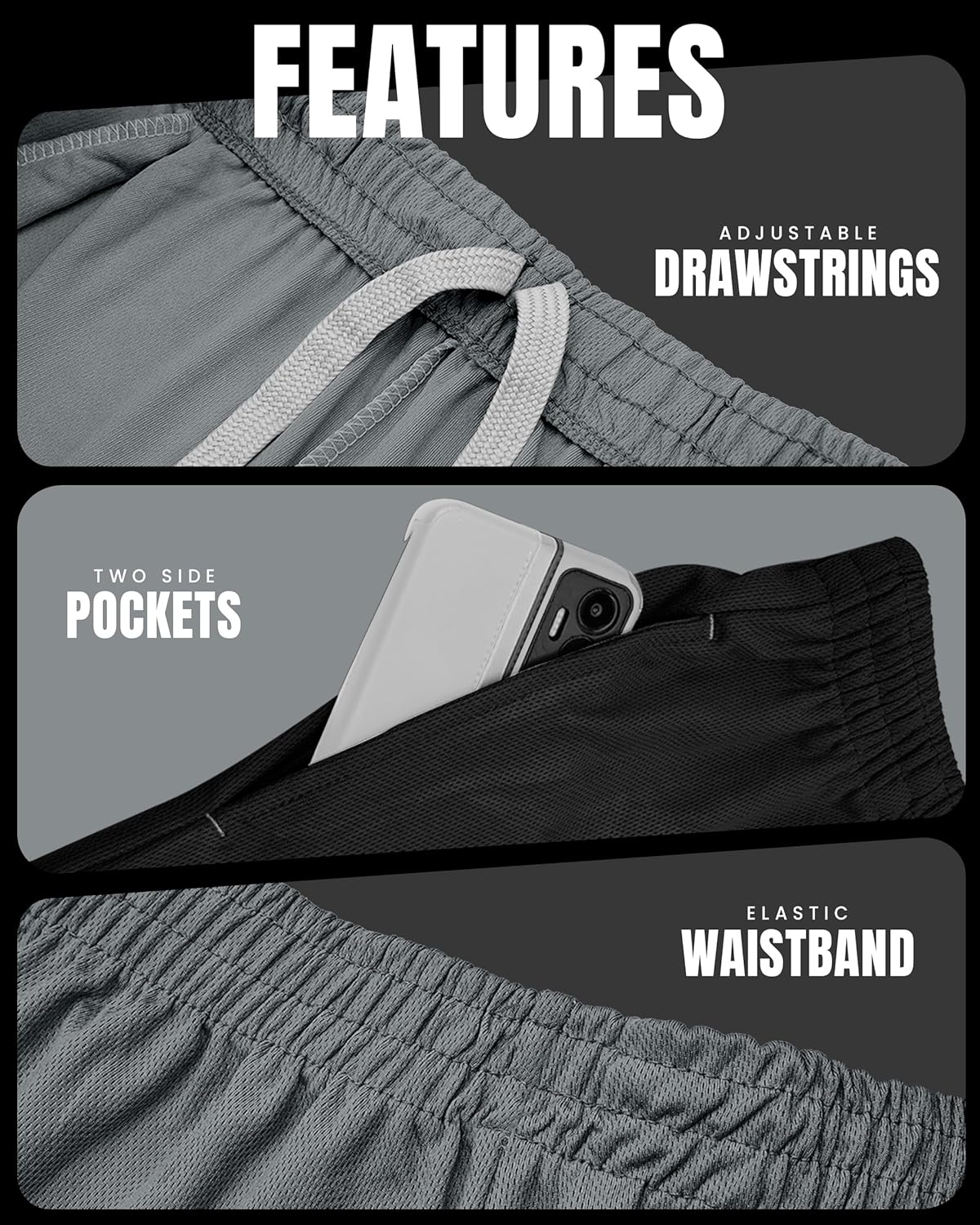 NY Threads Men's Athletic Shorts - Quick Dry Lightweight Running & Workout Shorts with Pockets | 2 Pack